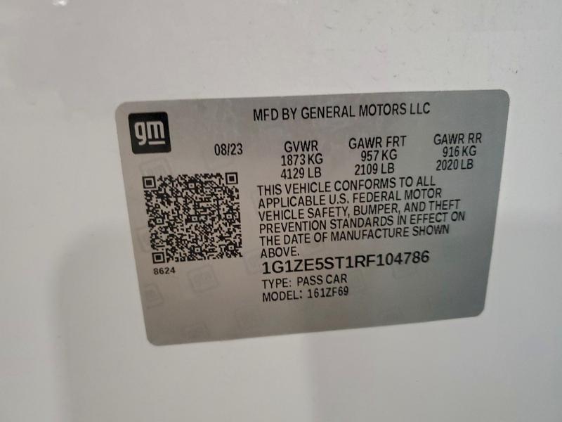 1G1ZE5ST1RF104786 - 2024 CHEVROLET MALIBU PREMIER Ақ фото 12