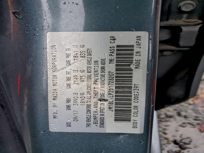 JM1BL1LP2D1728207 - 2013 MAZDA 3 I Mavi fotoğraf 13