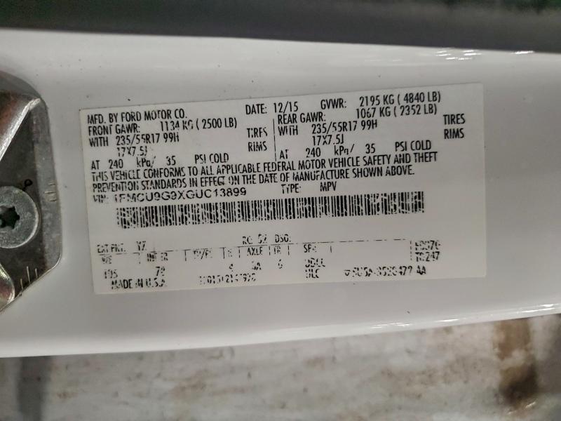1FMCU9G9XGUC13899 - 2016 FORD ESCAPE SE WHITE photo 13