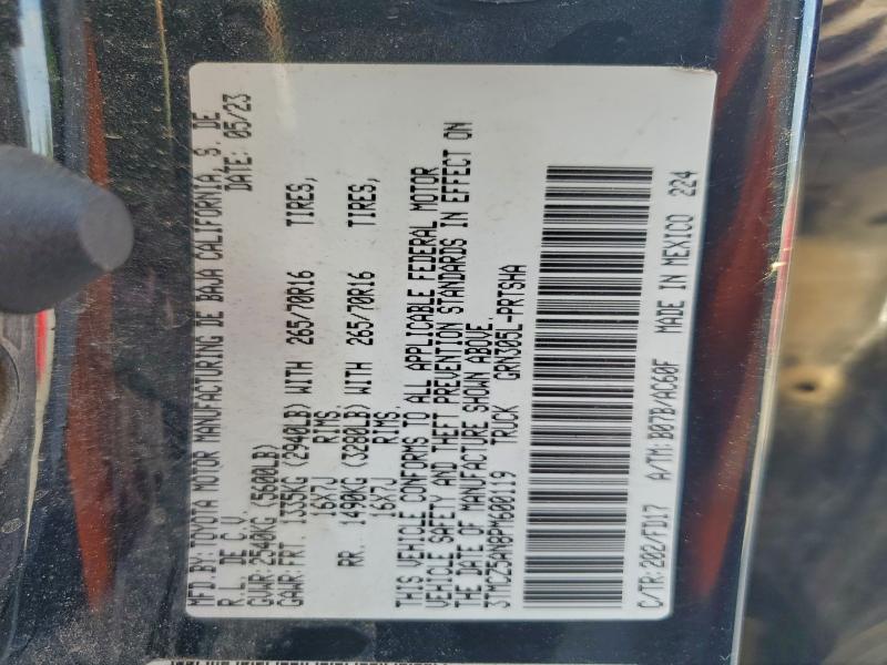 3TMCZ5AN8PM600119 - 2023 TOYOTA TACOMA DOUBLE CAB Czarny zdjęcie 12