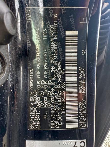 JTEBU5JR5J5510366 - 2018 TOYOTA 4RUNNER SR5/SR5 PREMIUM 石墨色 照片 10