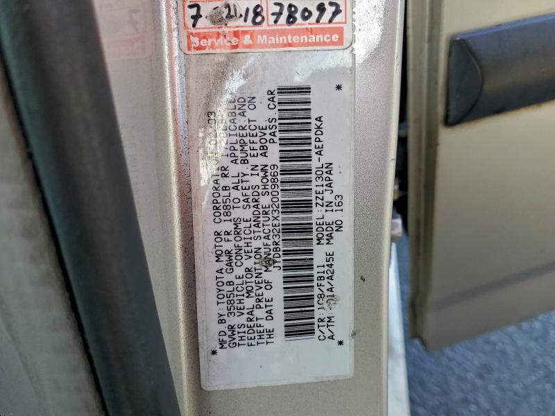 JTDBR32EX32009869 - 2003 TOYOTA COROLLA CE SILVER photo 12