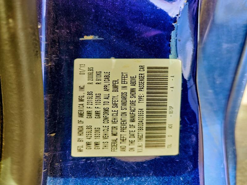 1HGCT1B80DA009554 - 2013 HONDA ACCORD EXL BLUE photo 12