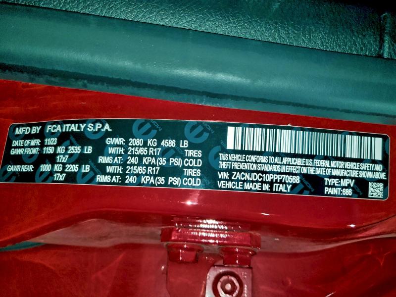 ZACNJDC10PPP70568 - 2023 JEEP RENEGADE TRAILHAWK RED photo 13