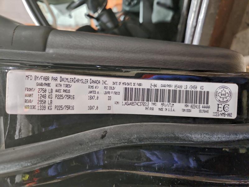 1J4GW48S74C376512 - 2004 JEEP GRAND CHER LAREDO Қара фото 13