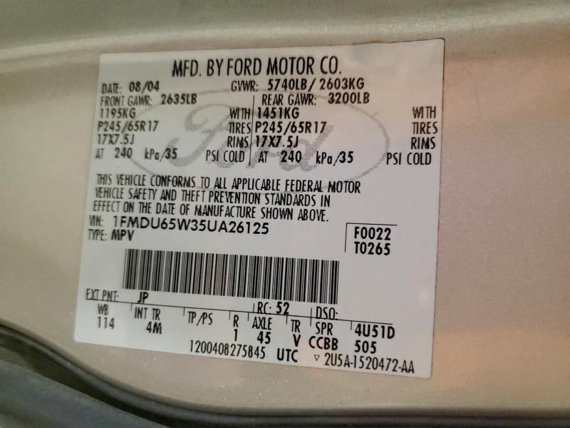 1FMDU65W35UA26125 - 2005 FORD EXPLORER LIMITED SILVER photo 13