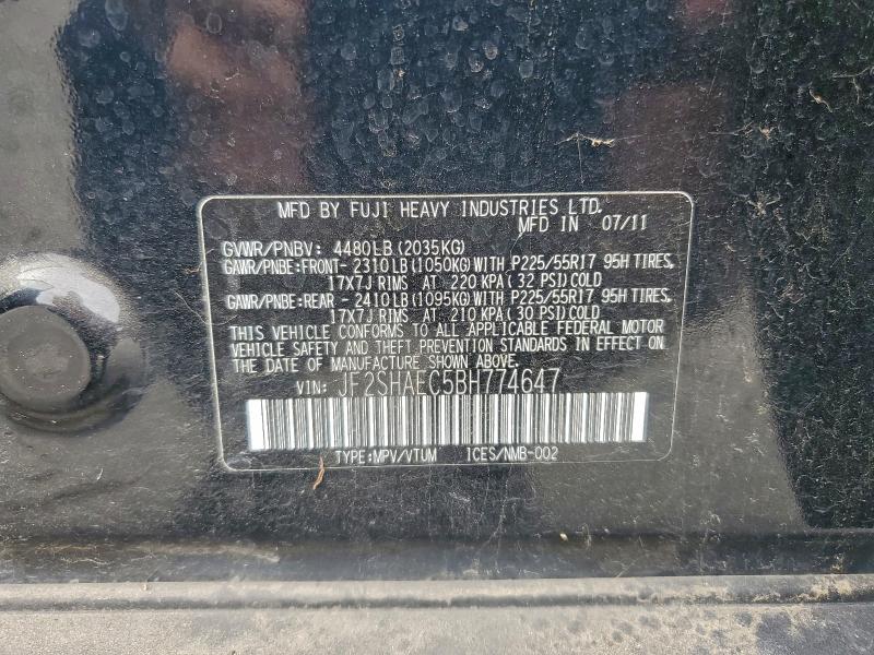 JF2SHAEC5BH774647 - 2011 SUBARU FORESTER LIMITED 黑色 照片 13