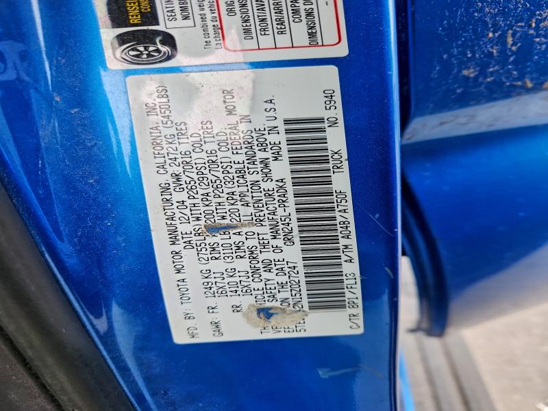 5TELU42N15Z027247 - 2005 TOYOTA TACOMA DOUBLE CAB BLUE photo 12