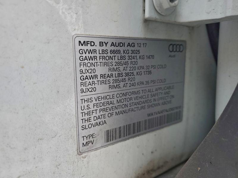 WA1VAAF74JD027610 - 2018 AUDI Q7 PRESTIGE أبيض صورة 12