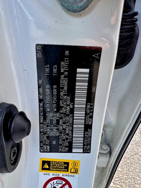 5TDJKRFHXFS168878 - 2015 TOYOTA HIGHLANDER XLE WHITE photo 11