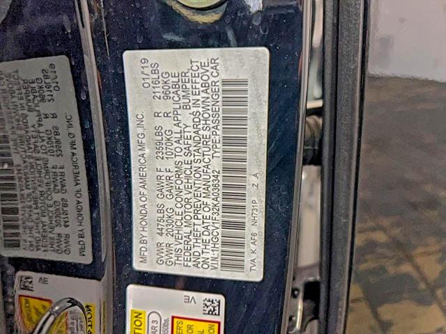 1HGCV1F32KA036342 - 2019 HONDA ACCORD SPORT Қара фото 10