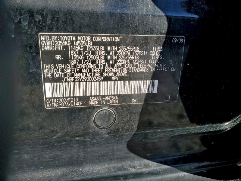 JTMBF32V39D002459 - 2009 TOYOTA RAV4 SPORT BLACK photo 12