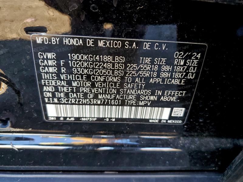 3CZRZ2H53RM771601 - 2024 HONDA HR-V SPORT შავი ფოტო 13