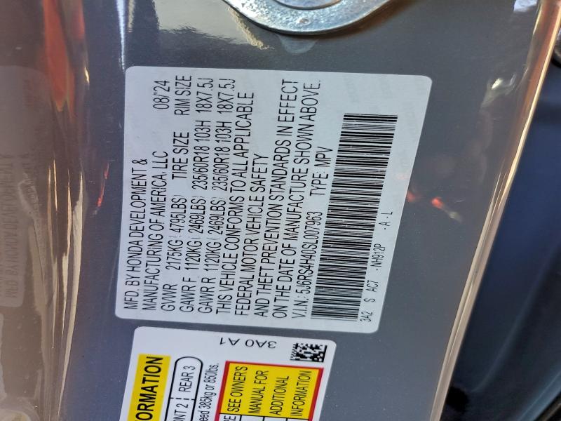 5J6RS4H40SL007963 - 2025 HONDA CR-V EX GRAY photo 13