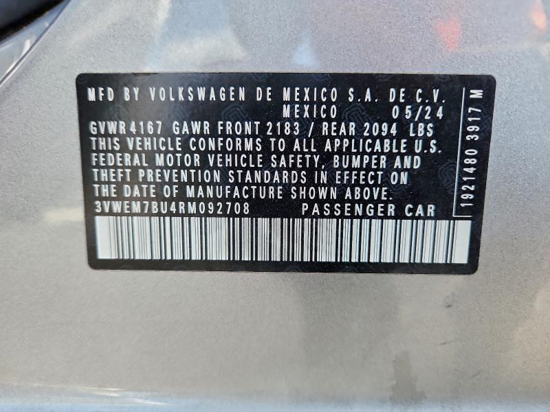 3VWEM7BU4RM092708 - 2024 VOLKSWAGEN JETTA SE SILVER photo 12