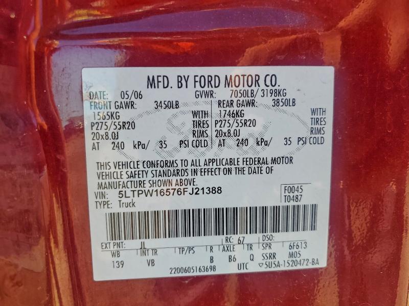 5LTPW16576FJ21388 - 2006 LINCOLN MARK LT MAROON photo 12