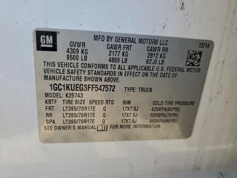 1GC1KUEG3FF547572 - 2015 CHEVROLET SILVERADO K2500 HEAVY DUTY WHITE photo 12