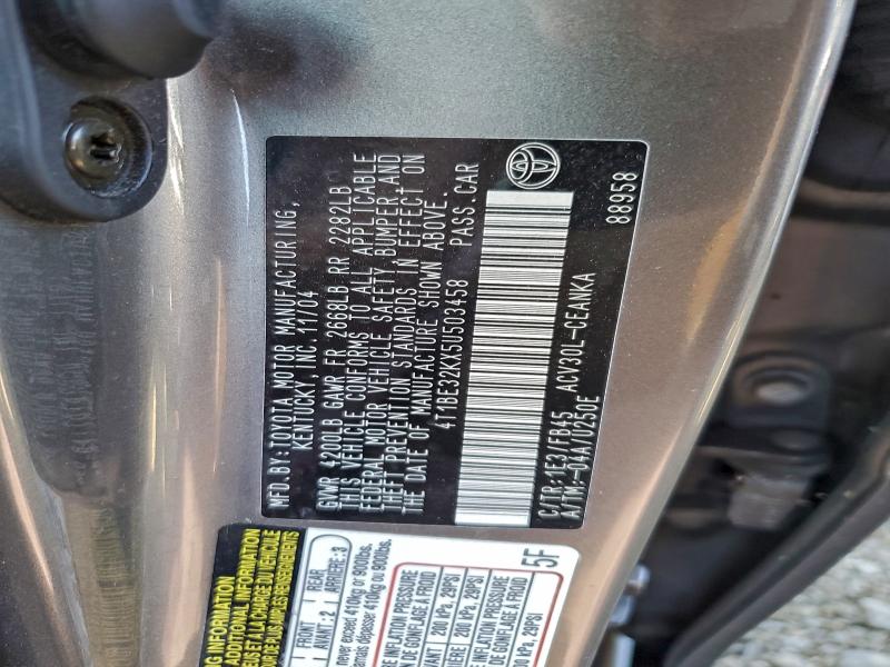 4T1BE32KX5U503458 - 2005 TOYOTA CAMRY LE GRAY photo 12