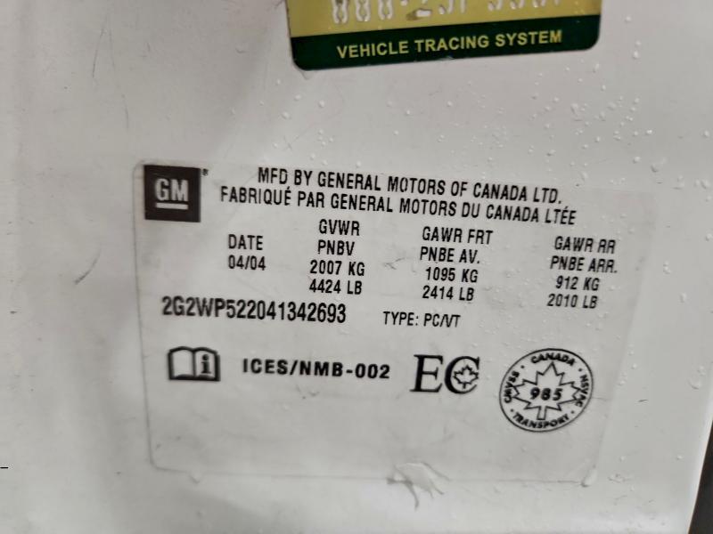 2G2WP522041342693 - 2004 PONTIAC GRAND PRIX GT 白色 照片 12