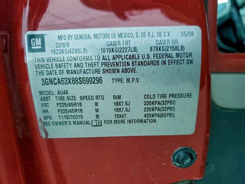 3GNCA63X88S699296 - 2008 CHEVROLET HHR SS RED photo 13