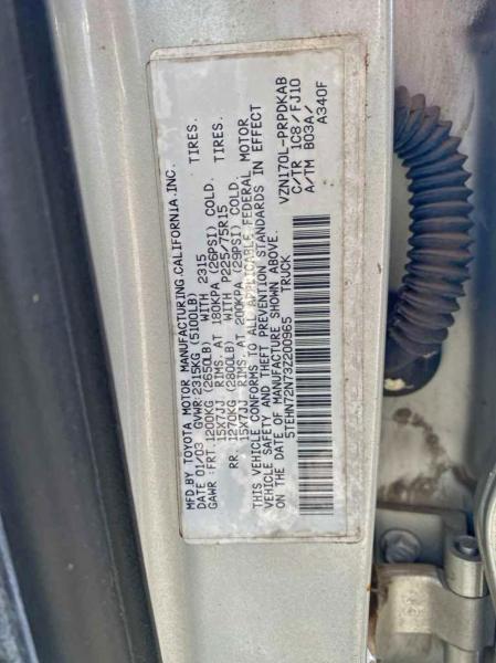 5TEHN72N73Z200965 - 2003 TOYOTA TACOMA DOUBLE CAB SILVER photo 10