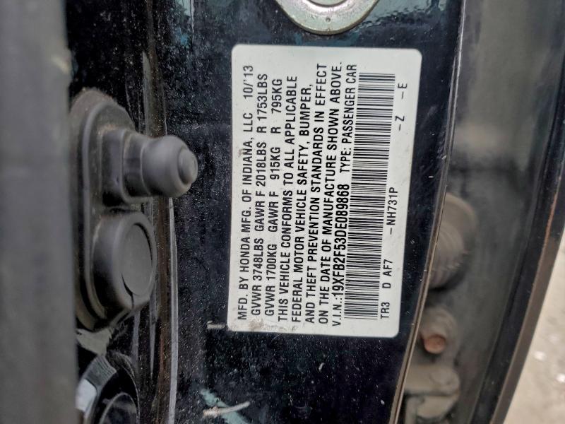 19XFB2F53DE089868 - 2013 HONDA CIVIC LX BLACK photo 12