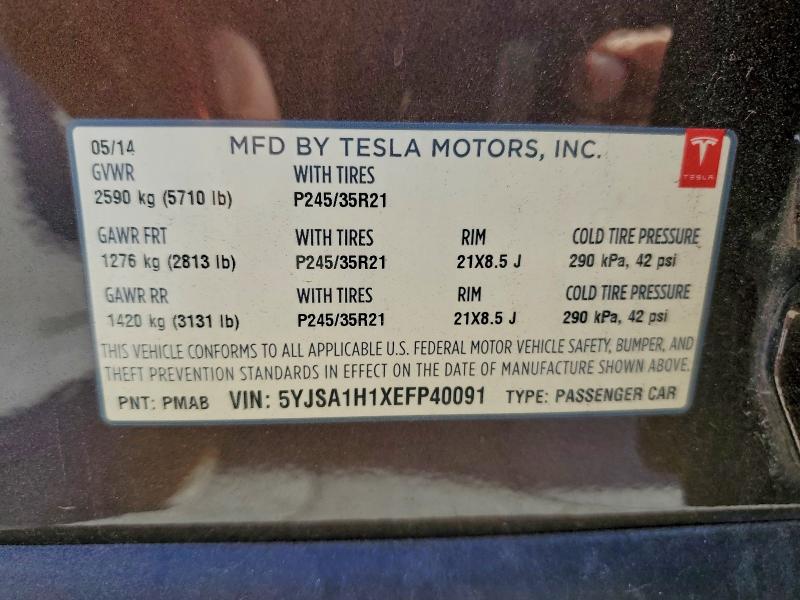 5YJSA1H1XEFP40091 - 2014 TESLA MODEL S Қоңыр фото 13