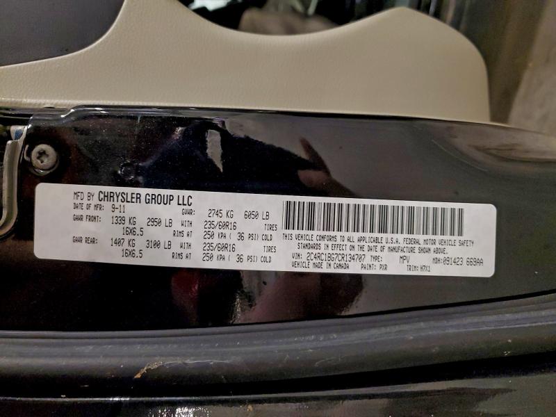 2C4RC1BG7CR134707 - 2012 CHRYSLER TOWN & COU TOURING BLACK photo 13