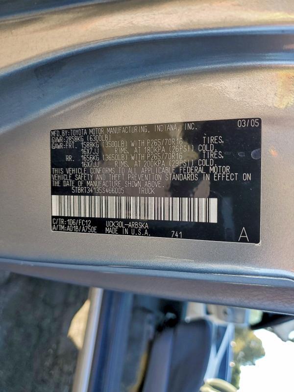 5TBRT34135S466005 - 2005 TOYOTA TUNDRA ACCESS CAB SR5 SILVER photo 12