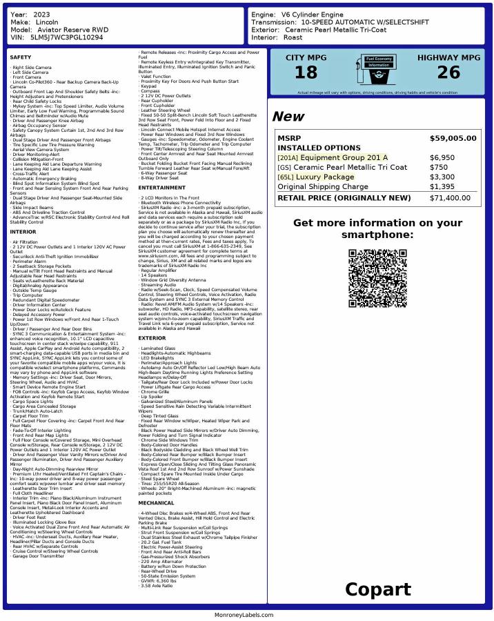 5LM5J7WC3PGL10294 - 2023 LINCOLN AVIATOR RESERVE Կրեմագույն լուսանկար 10