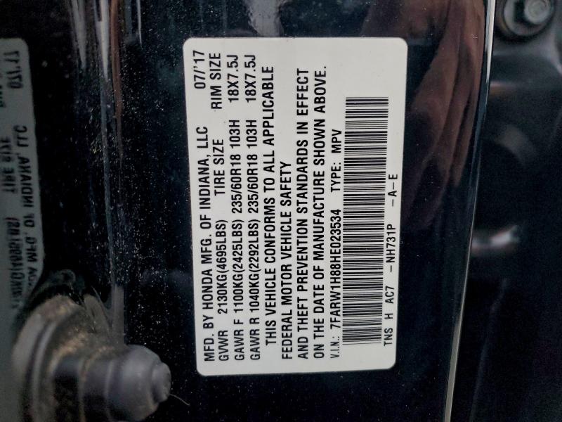 7FARW1H88HE023534 - 2017 HONDA CR-V EXL BLACK photo 14