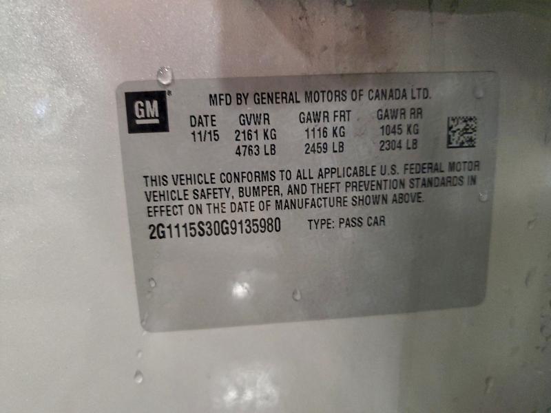 2G1115S30G9135980 - 2016 CHEVROLET IMPALA LT Gümüş fotoğraf 12