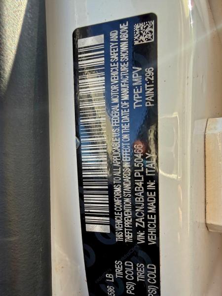 ZACNJBAB4LPL50466 - 2020 JEEP RENEGADE SPORT WHITE photo 10