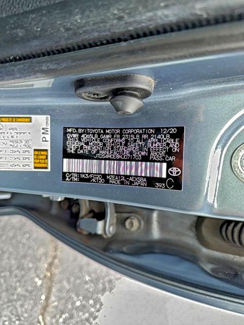 JTDS4MCE8MJ071703 - 2021 TOYOTA COROLLA SE 灰色 照片 10