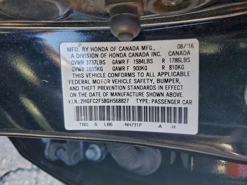 2HGFC2F58GH568827 - 2016 HONDA CIVIC LX 黑色 照片 13