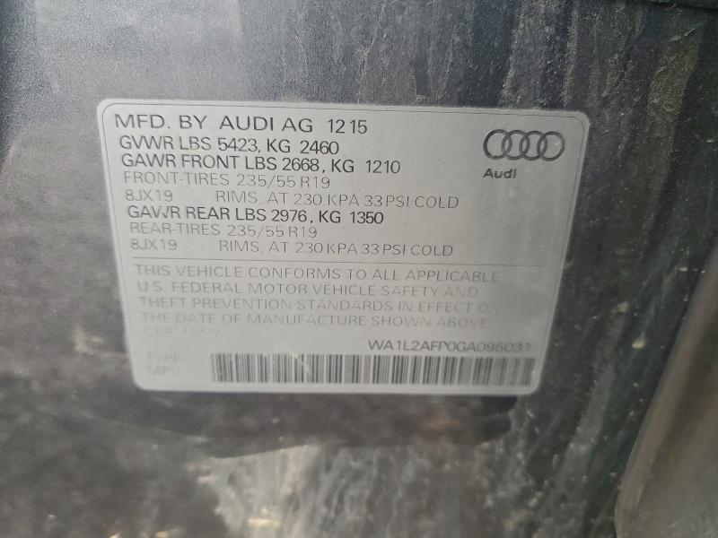 WA1L2AFP0GA095031 - 2016 AUDI Q5 PREMIUM PLUS Մոխրագույն լուսանկար 13