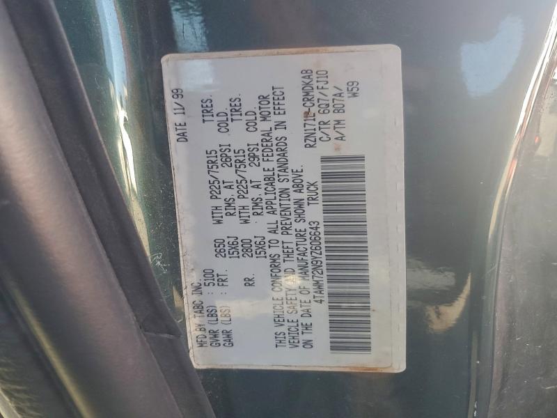 4TAWM72N9YZ606643 - 2000 TOYOTA TACOMA XTRACAB 绿色 照片 12