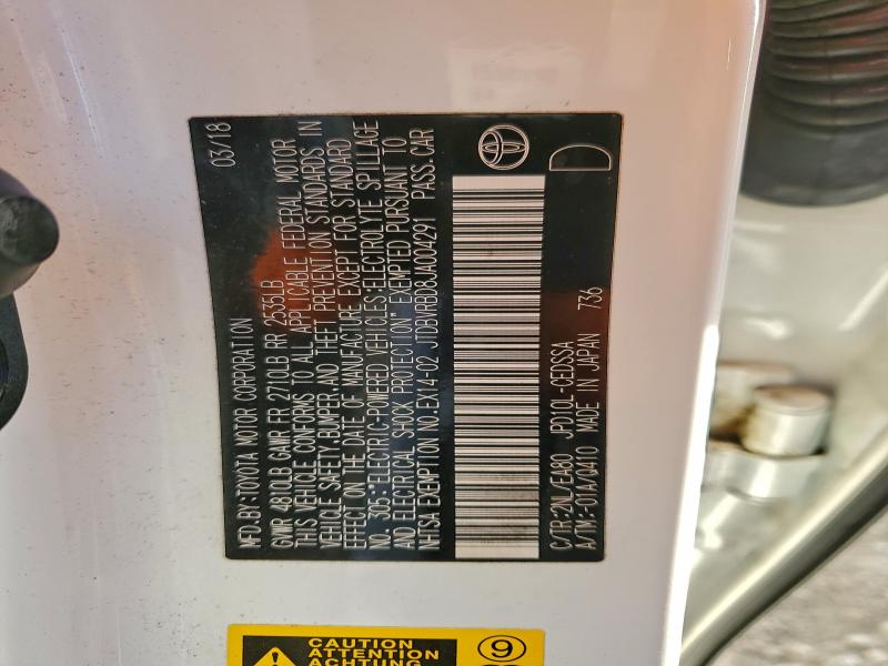 JTDBVRBD8JA004291 - 2018 TOYOTA MIRAI WHITE photo 12