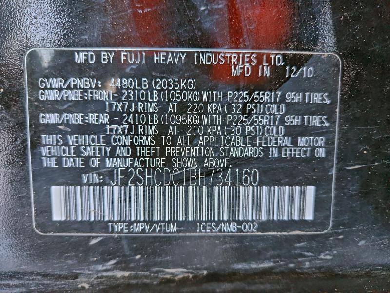 JF2SHCDC1BH734160 - 2011 SUBARU FORESTER 2.5X PREMIUM BLACK photo 13