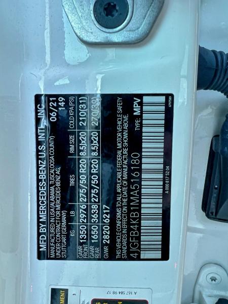 4JGFB4KB1MA516180 - 2021 MERCEDES-BENZ GLE 350 4MATIC WHITE photo 10