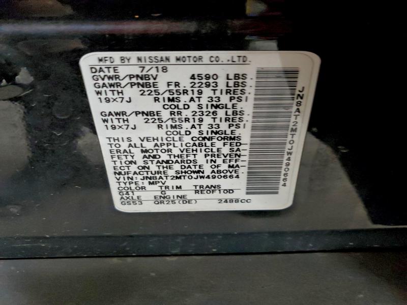 JN8AT2MT0JW490664 - 2018 NISSAN ROGUE S შავი ფოტო 13