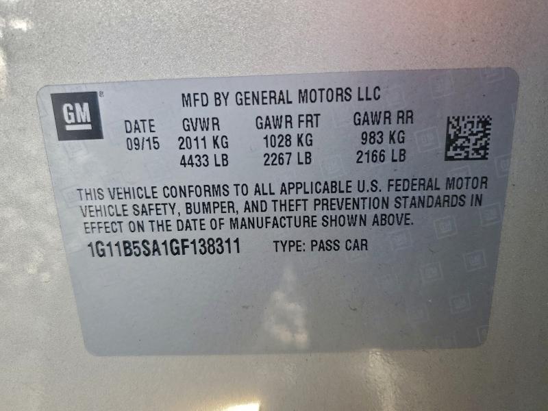 1G11B5SA1GF138311 - 2016 CHEVROLET MALIBU LIM LS Argent photo 13