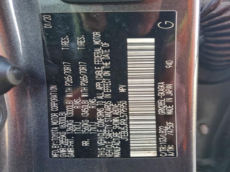 JTEBU5JR9L5795950 - 2020 TOYOTA 4RUNNER SR5/SR5 PREMIUM 灰色 照片 13