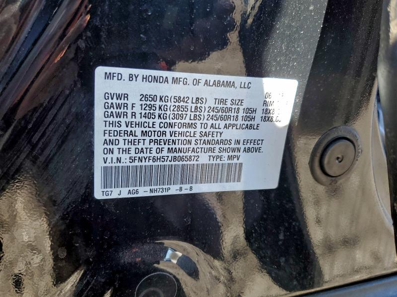 5FNYF6H57JB065872 - 2018 HONDA PILOT EXL Қара фото 14