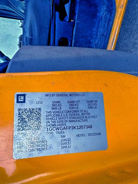 1GCWGAFP3K1207348 - 2019 CHEVROLET EXPRESS G2 Sarı fotoğraf 10