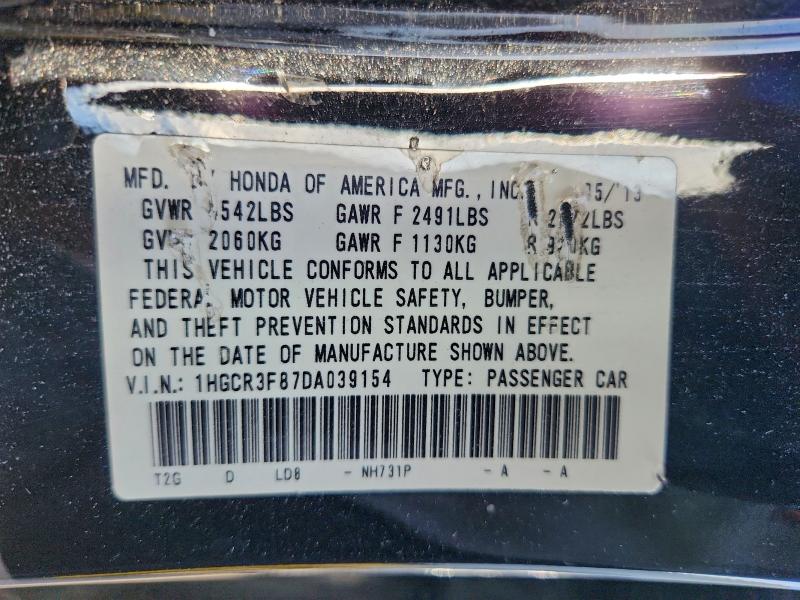 1HGCR3F87DA039154 - 2013 HONDA ACCORD EXL Қара фото 12