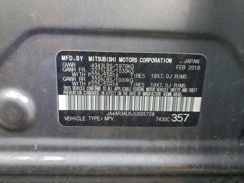 JA4AR3AU5JU005728 - 2018 MITSUBISHI OUTLANDER ES GRAY photo 13