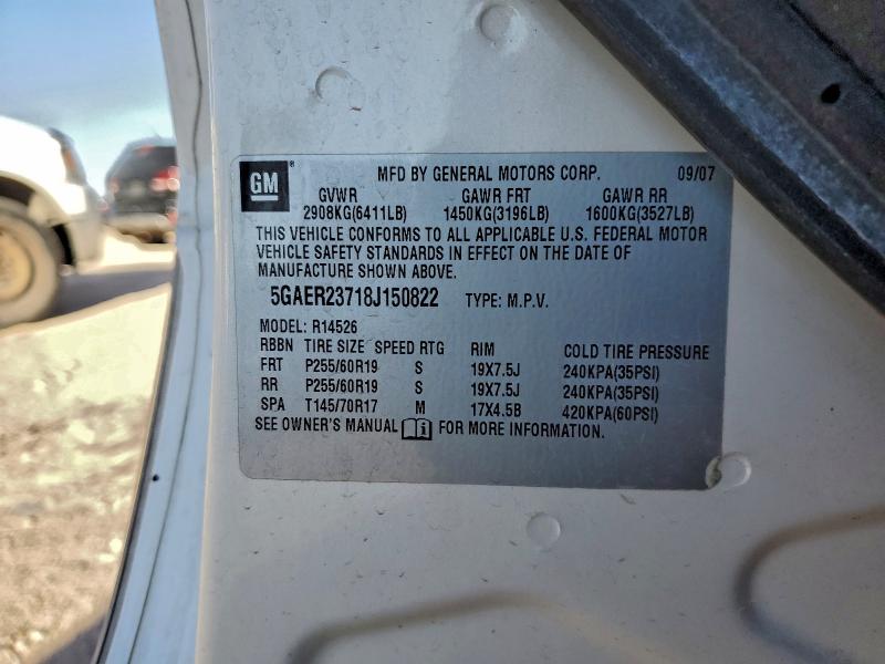 5GAER23718J150822 - 2008 BUICK ENCLAVE CXL WHITE photo 13