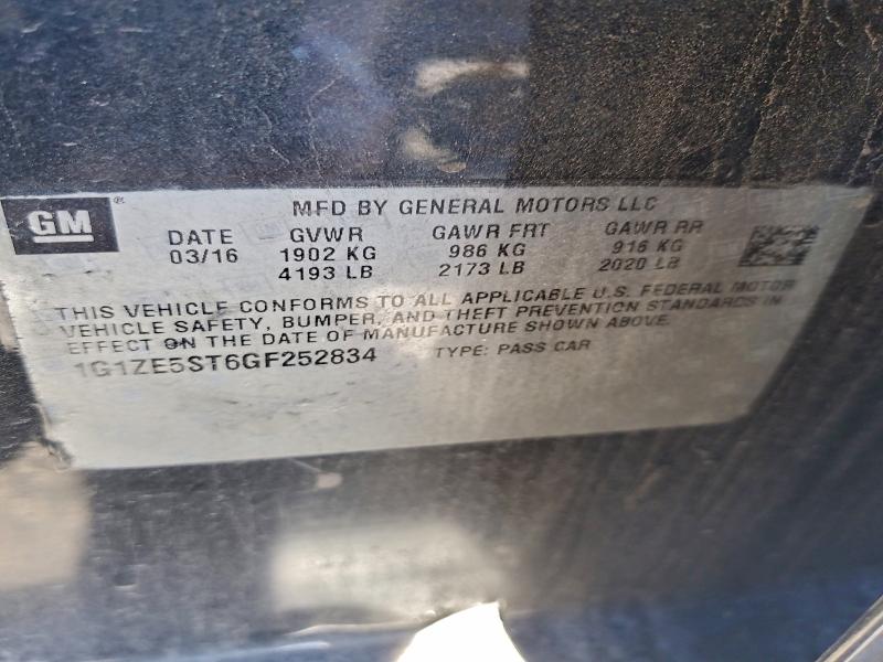 1G1ZE5ST6GF252834 - 2016 CHEVROLET MALIBU LT GRAY photo 12