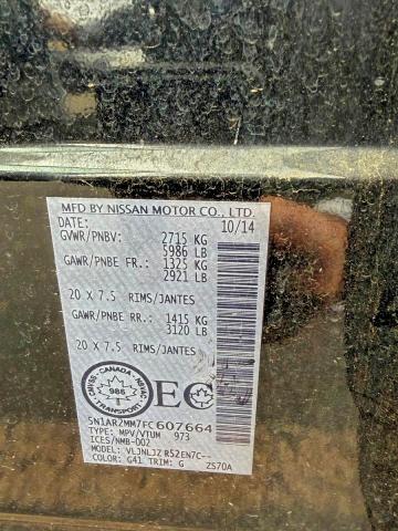 5N1AR2MM7FC607664 - 2015 NISSAN PATHFINDER S BLACK photo 10